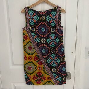 RACHEL by Rachel Roy Dress Colourful Geometric Aztec Boat Neck Womens Size S